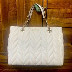 Kate Spade Briar Lane Quilted Meena handbag in bright white smooth leather